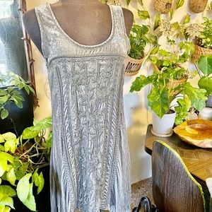 Beautiful Johnny Was Crushed Velvet Tank Dress with Embroidery detailing